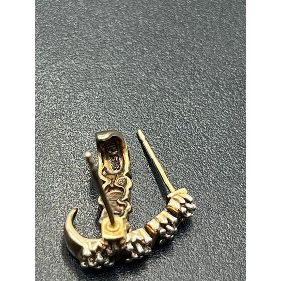 Ross Simon Sterling Silver Two Tone Illusion Diamond Half J Hoop Earrings - Picture 7 of 10